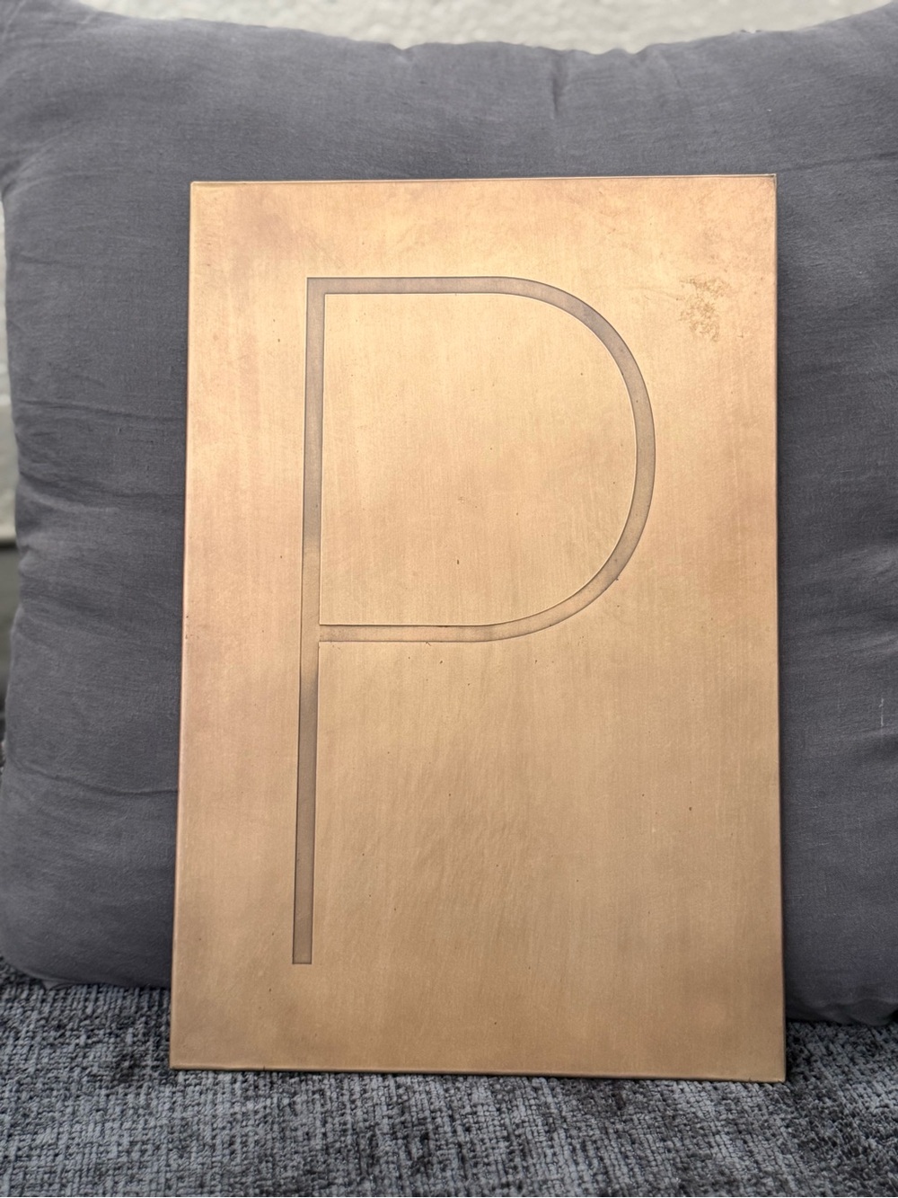 Crate&Barrel Brass Monogram 'P' Wall Plaque